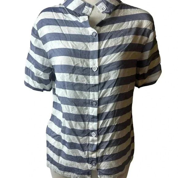 Banana Republic shirt top blouse dress shirt small beach nautical light . P-p 16 - Picture 2 of 5